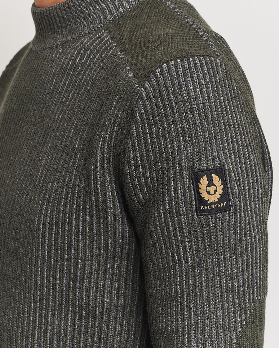 Mies | Puserot | Belstaff | Stanley Cotton/Wool Mock Neck Tile Green