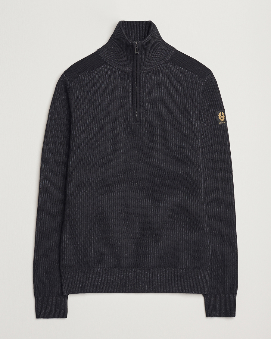 Mies | Puserot | Belstaff | Stanley Cotton/Wool Quarter Zip Black