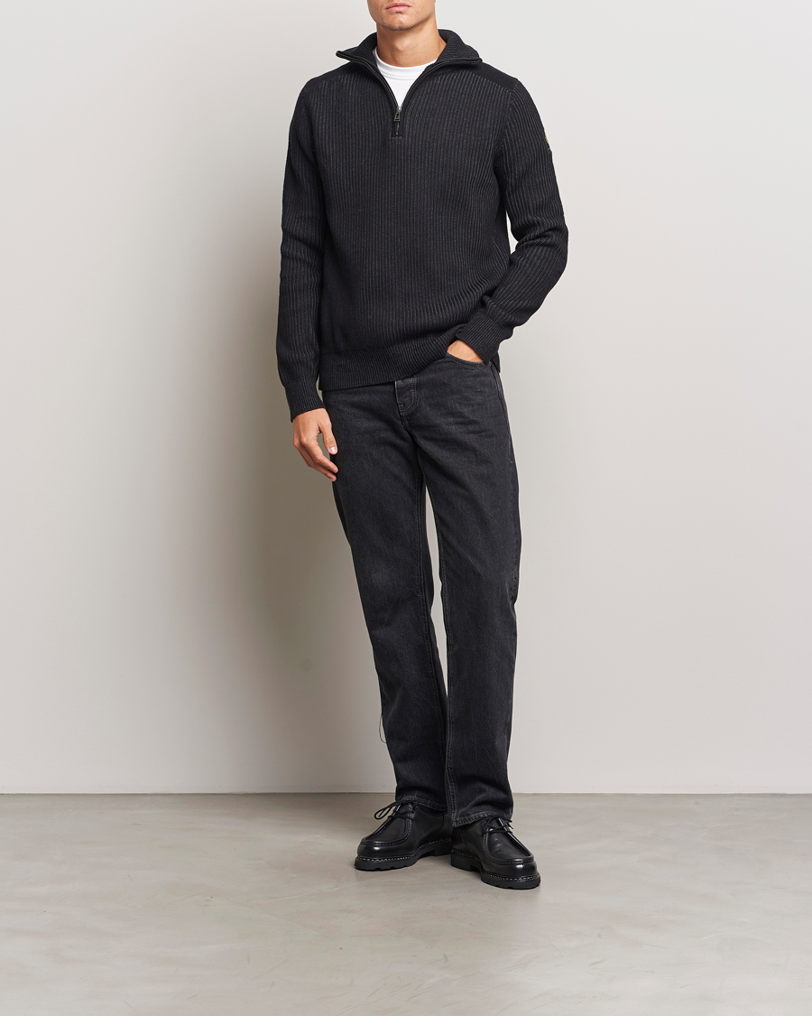 Mies | Puserot | Belstaff | Stanley Cotton/Wool Quarter Zip Black
