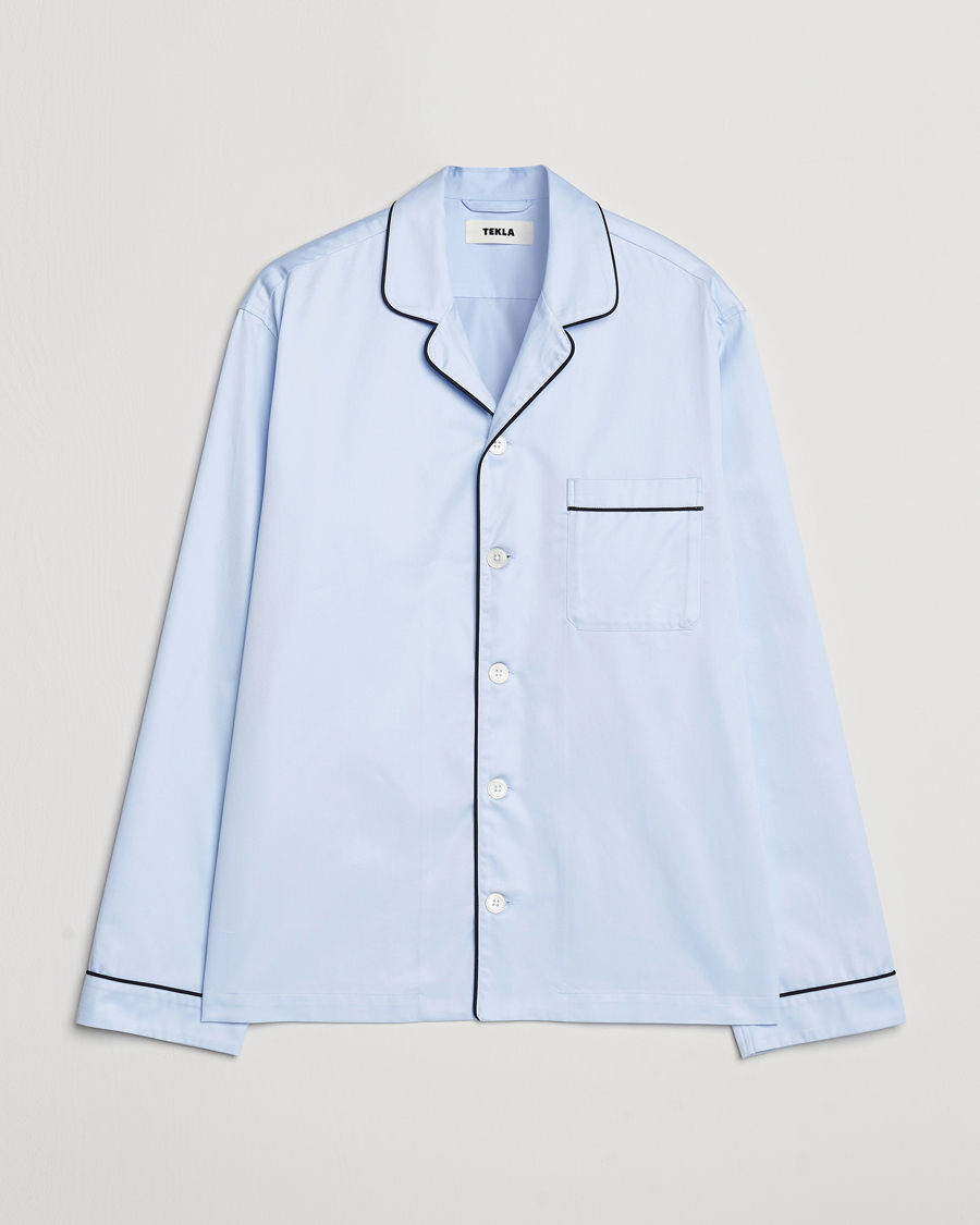Mies | Yöpuvut ja kylpytakit | Tekla | Sateen Pyjama Shirt Bellhop Blue