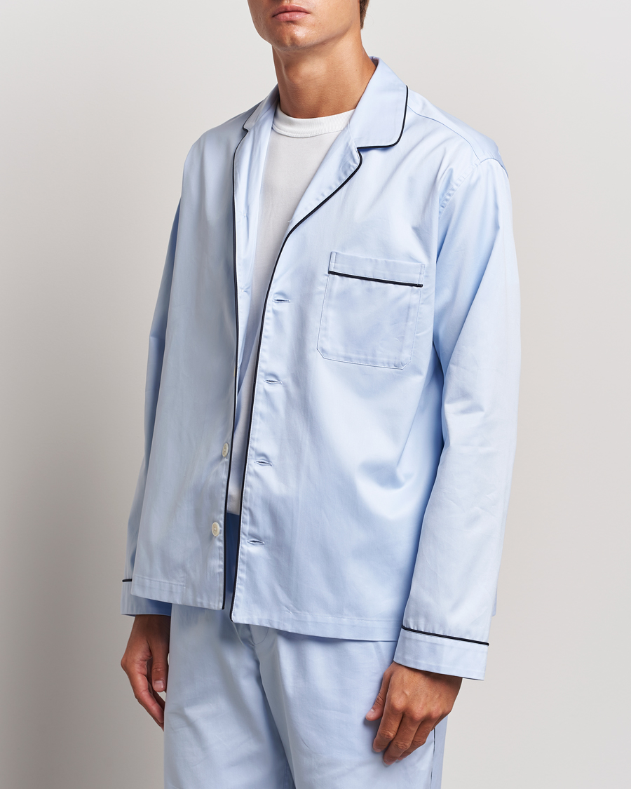 Mies | Yöpuvut ja kylpytakit | Tekla | Sateen Pyjama Shirt Bellhop Blue