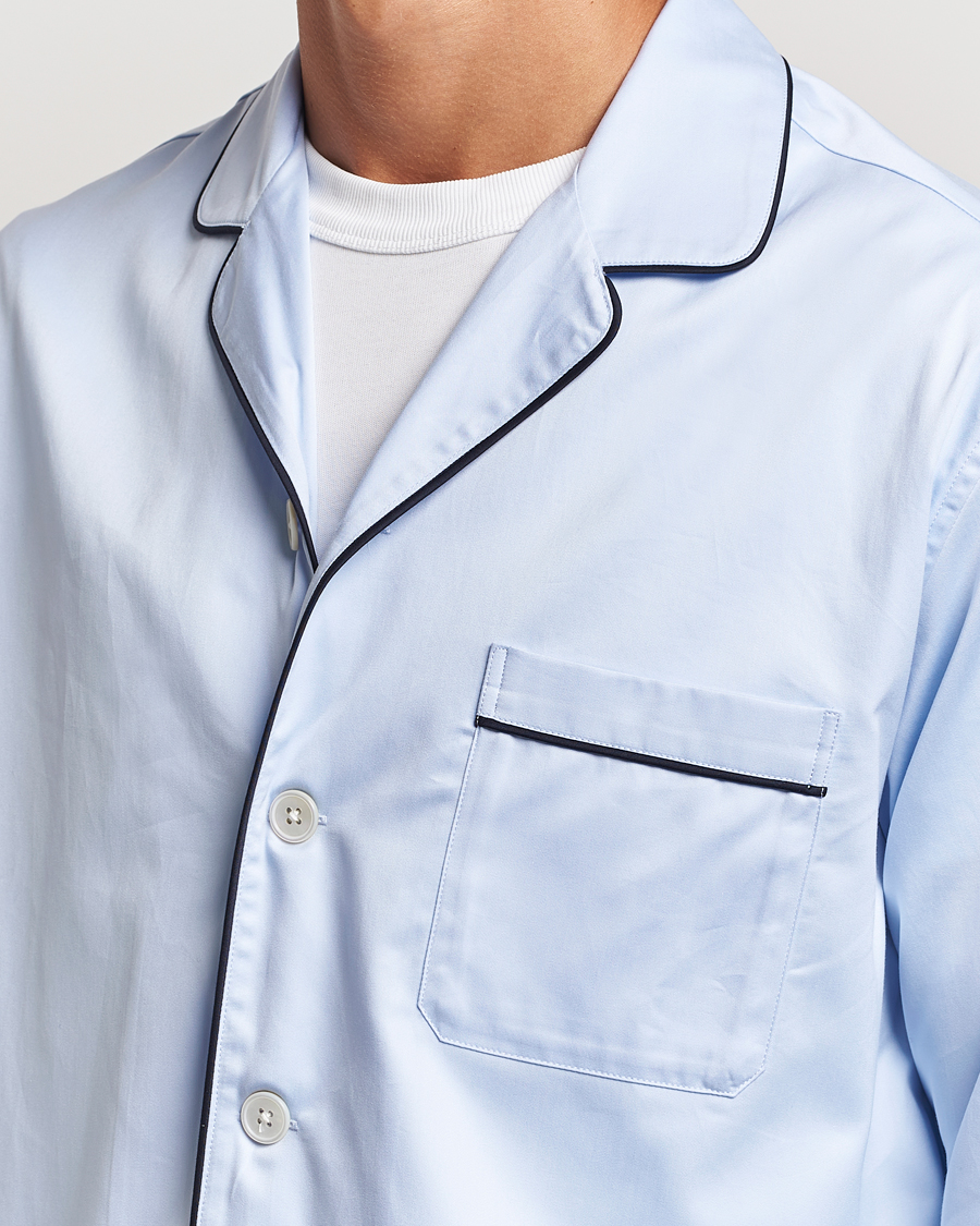 Mies | Yöpuvut ja kylpytakit | Tekla | Sateen Pyjama Shirt Bellhop Blue