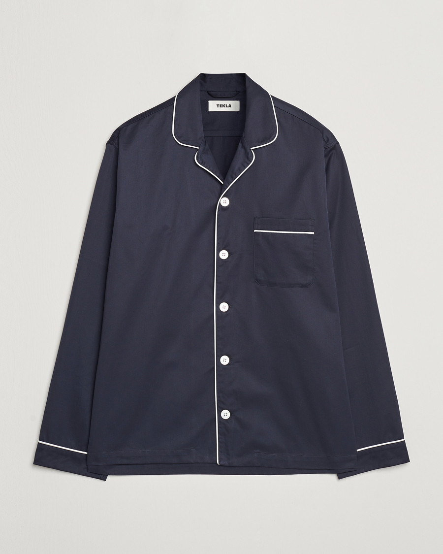 Mies | Tekla Sateen Pyjama Shirt Chelsea Navy | Tekla | Sateen Pyjama Shirt Chelsea Navy