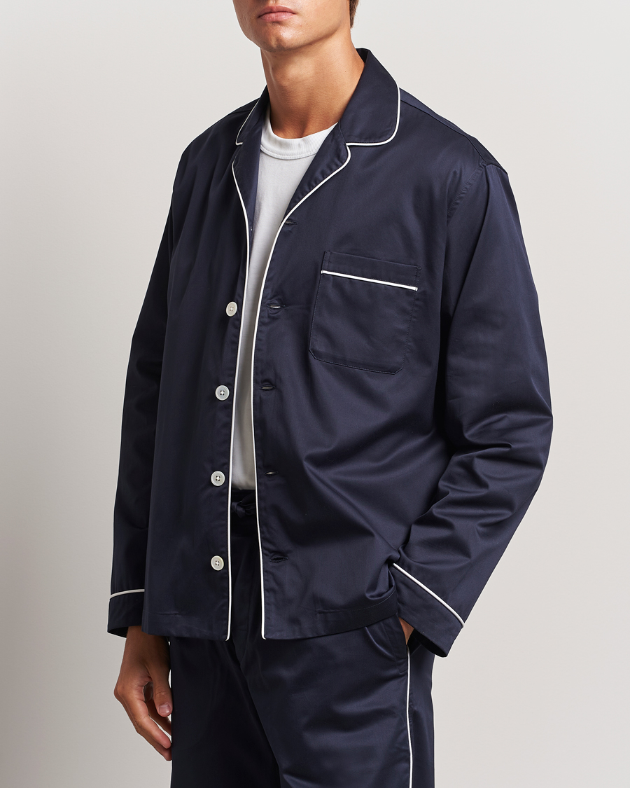Mies | Tekla Sateen Pyjama Shirt Chelsea Navy | Tekla | Sateen Pyjama Shirt Chelsea Navy