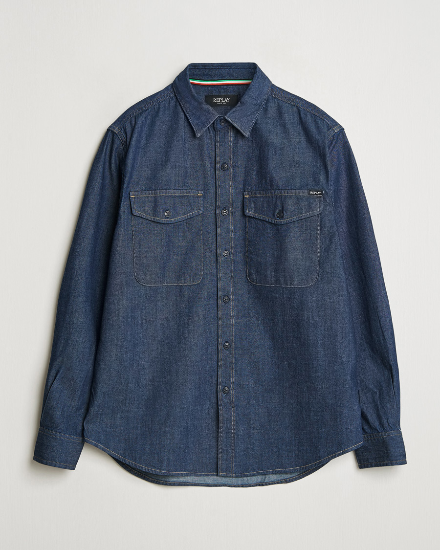 Mies | Kauluspaidat | Replay | Denim Shirt Dark Blue