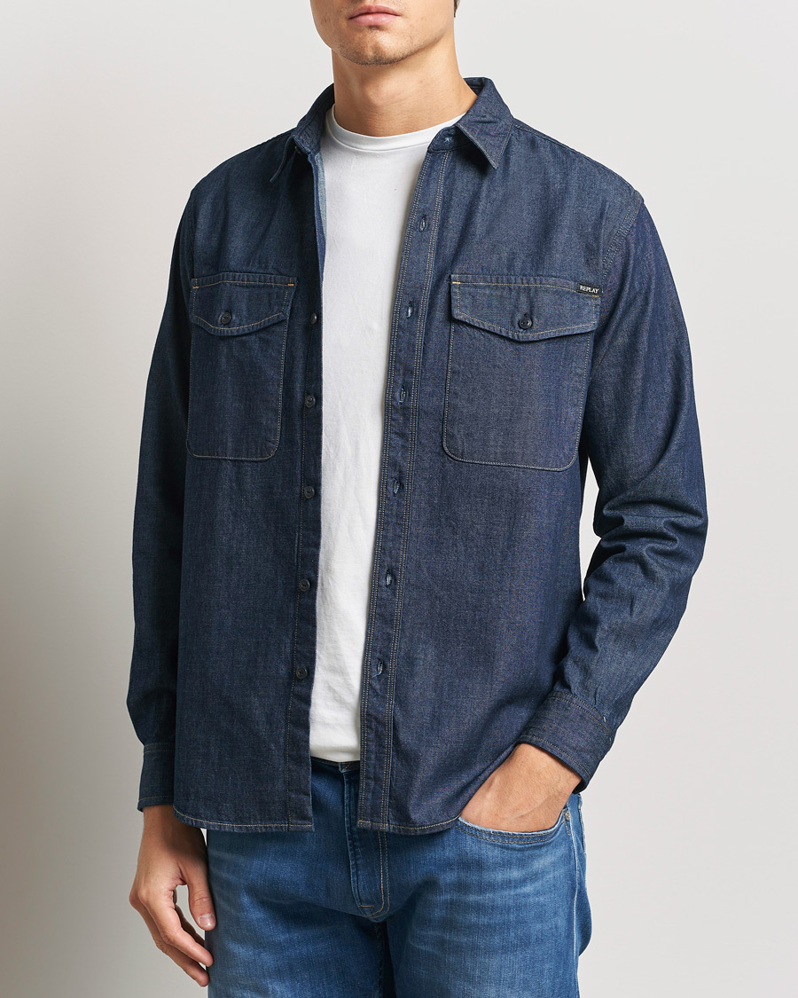 Mies | Kauluspaidat | Replay | Denim Shirt Dark Blue