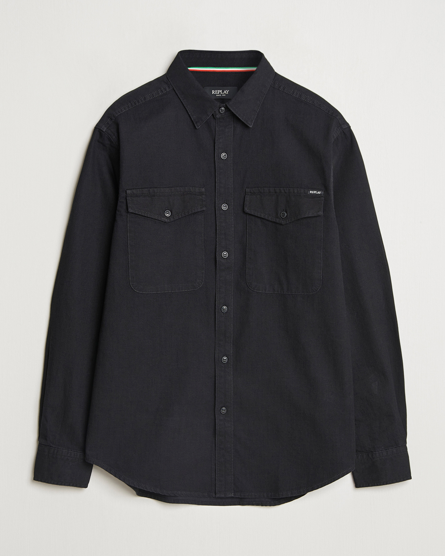 Mies | Kauluspaidat | Replay | Denim Shirt Washed Black