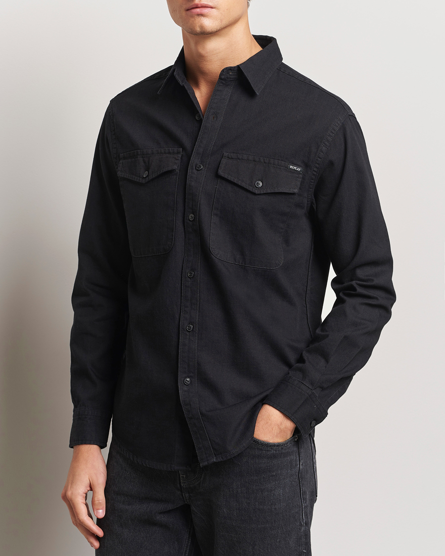 Mies | Kauluspaidat | Replay | Denim Shirt Washed Black