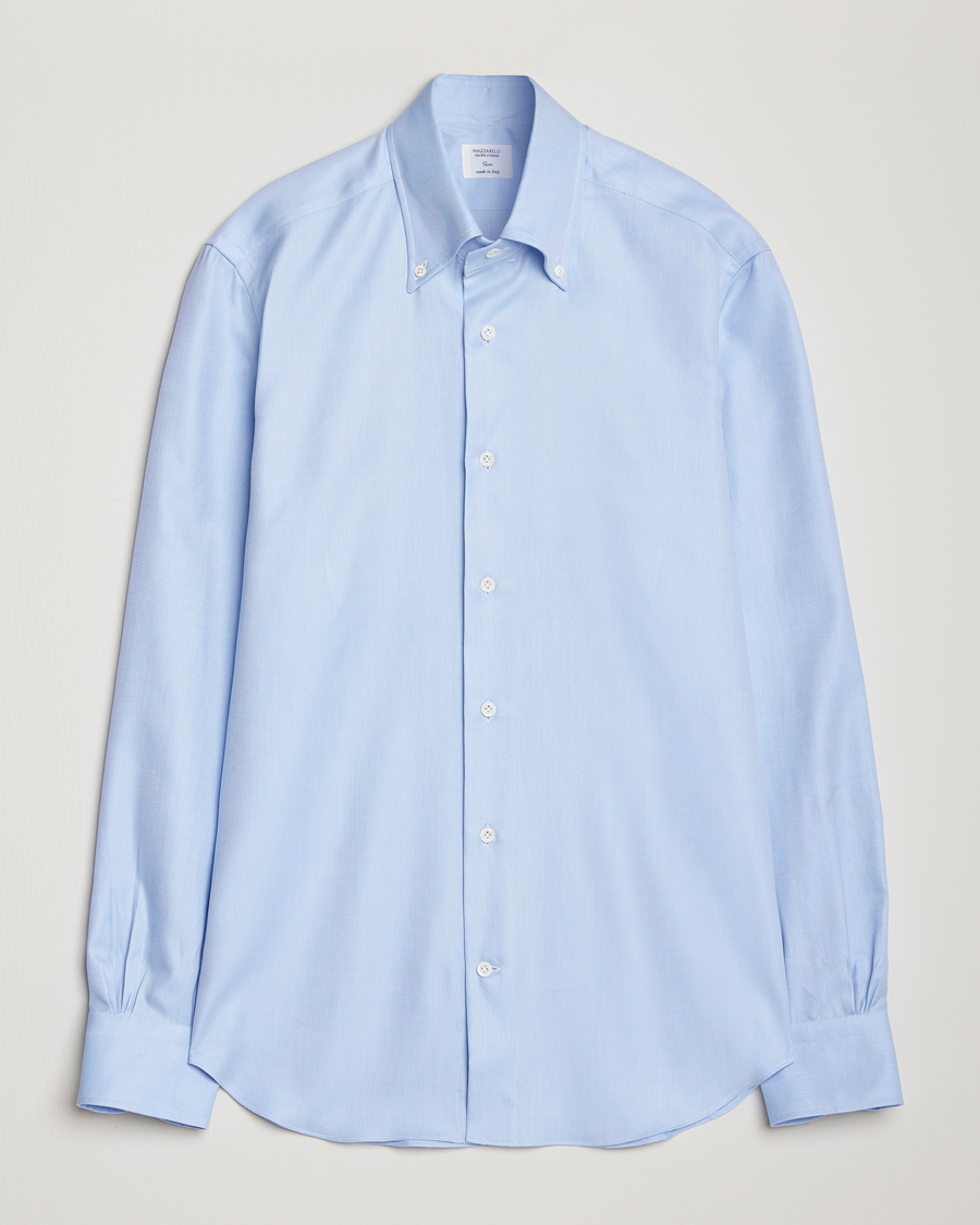 Mies | Kauluspaidat | Mazzarelli | Soft Twill Button Down Shirt Light Blue
