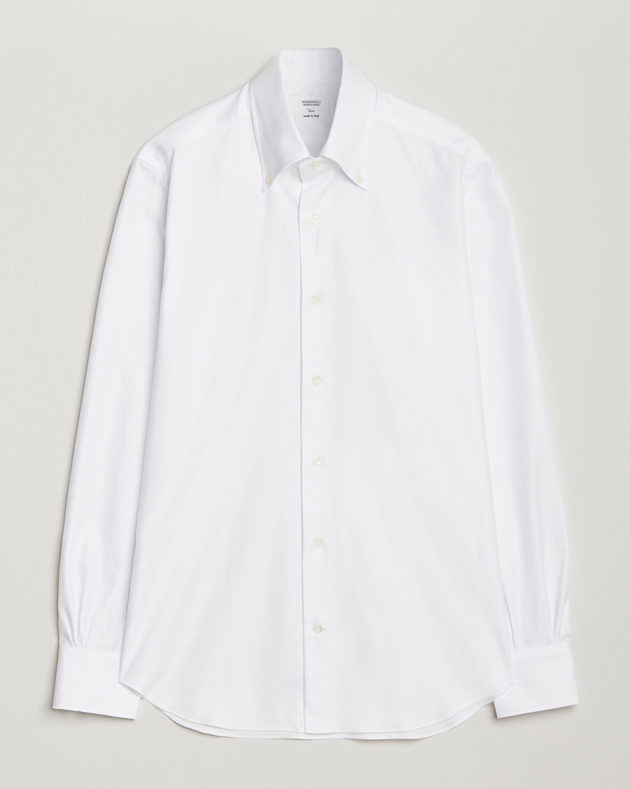 Mies | Kauluspaidat | Mazzarelli | Soft Twill Button Down Shirt White