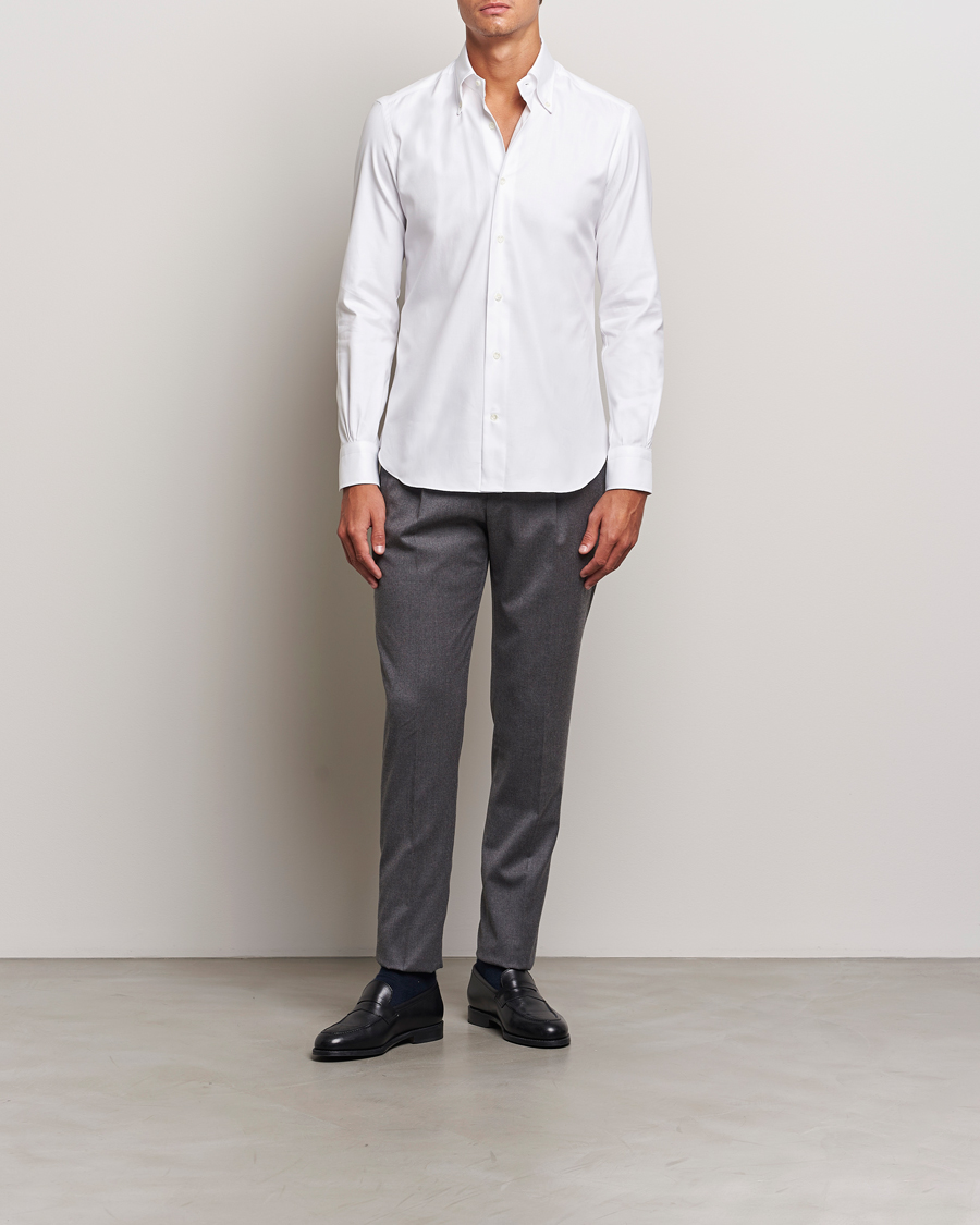 Mies | Kauluspaidat | Mazzarelli | Soft Twill Button Down Shirt White