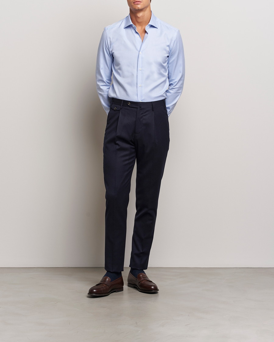 Mies | Kauluspaidat | Mazzarelli | Soft Oxford Cut Away Shirt Light Blue