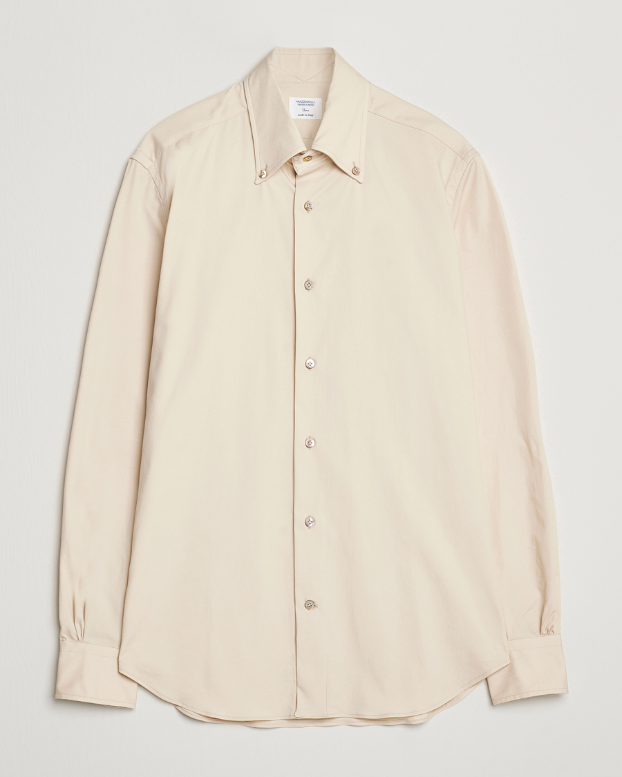 Mies | Kauluspaidat | Mazzarelli | Soft Garment Dyed Button Down Shirt Beige