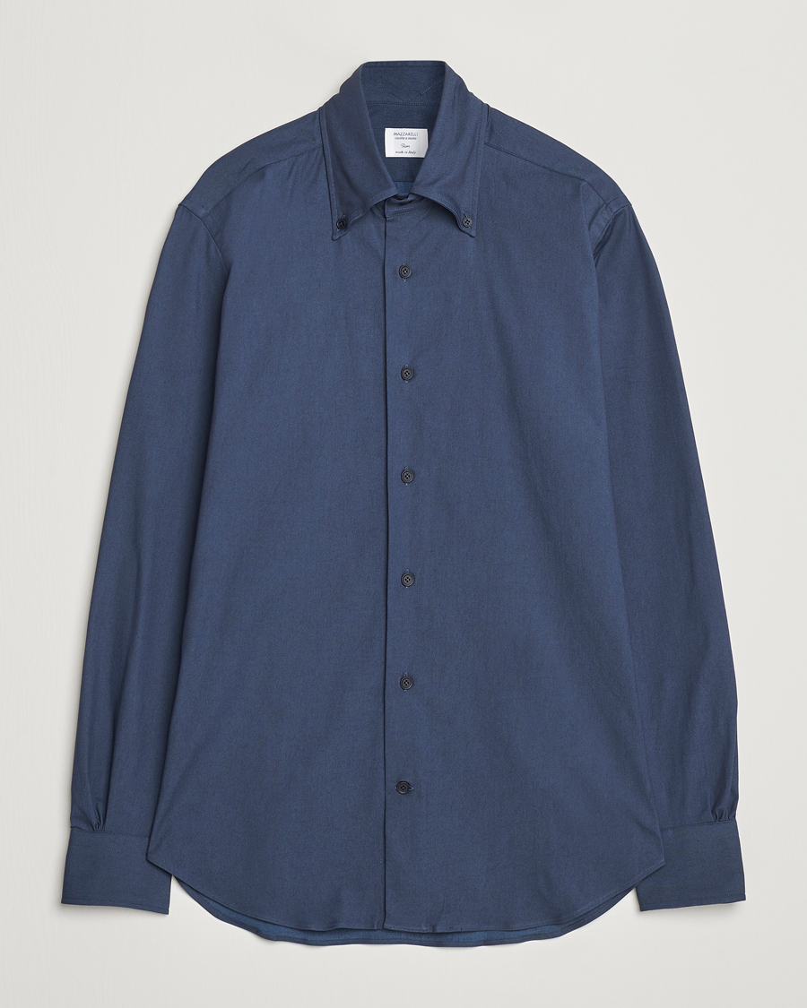 Mies | Kauluspaidat | Mazzarelli | Soft Garment Dyed Button Down Shirt Navy
