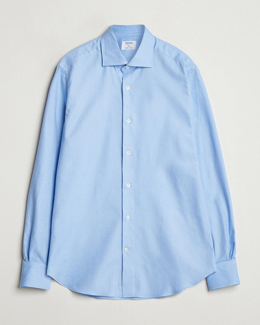 Mies | Kauluspaidat | Mazzarelli | Soft Flannel Cut Away Shirt Light Blue