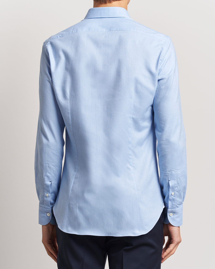 Mies | Kauluspaidat | Mazzarelli | Soft Flannel Cut Away Shirt Light Blue