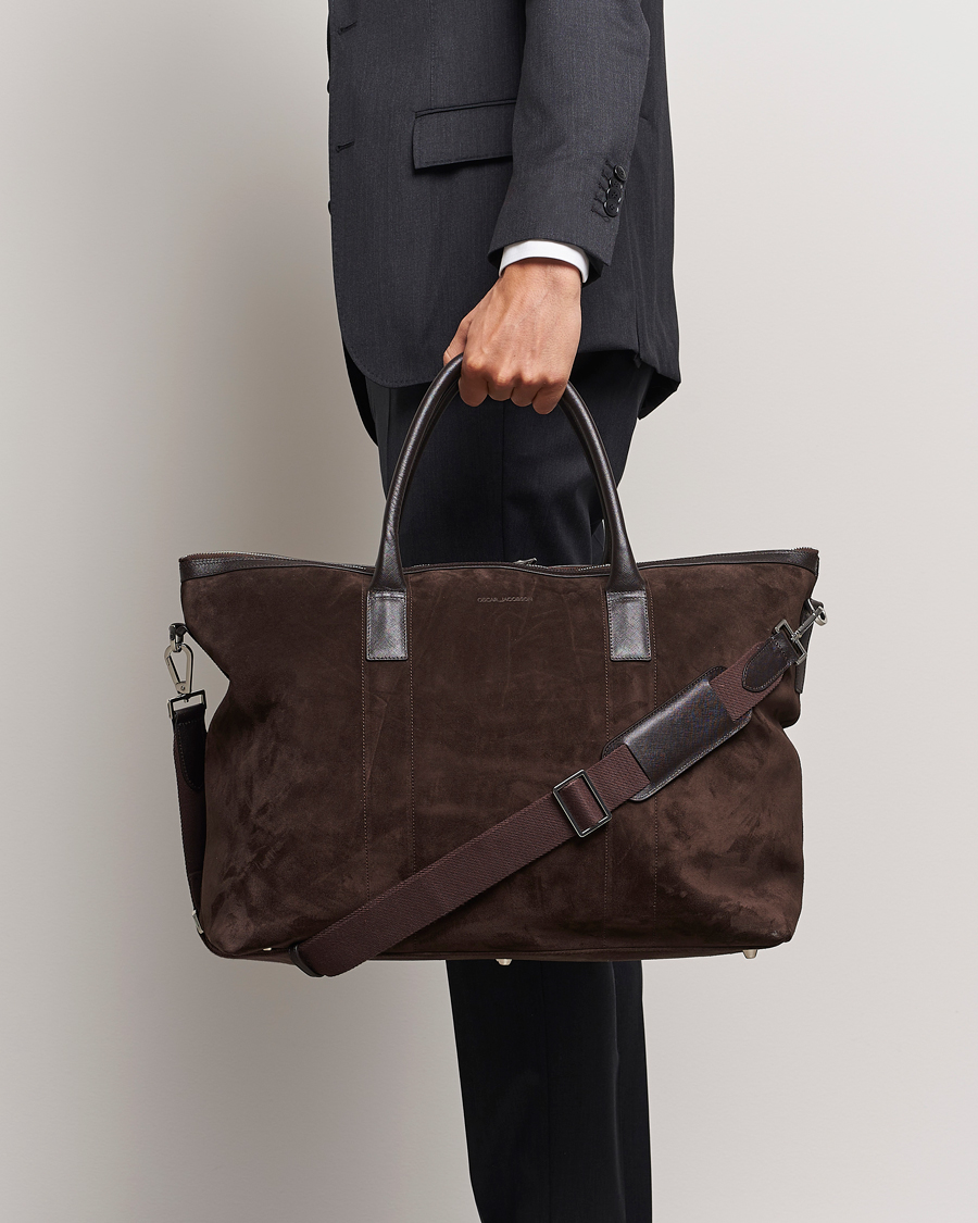 Mies | Uudet tuotekuvat | Oscar Jacobson | Weekend Bag Soft Leather Chocolate Brown