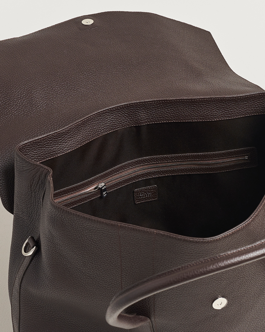 Mies | Oscar Jacobson Overnight Leather Bag Dark Mud Brown | Oscar Jacobson | Overnight Leather Bag Dark Mud Brown