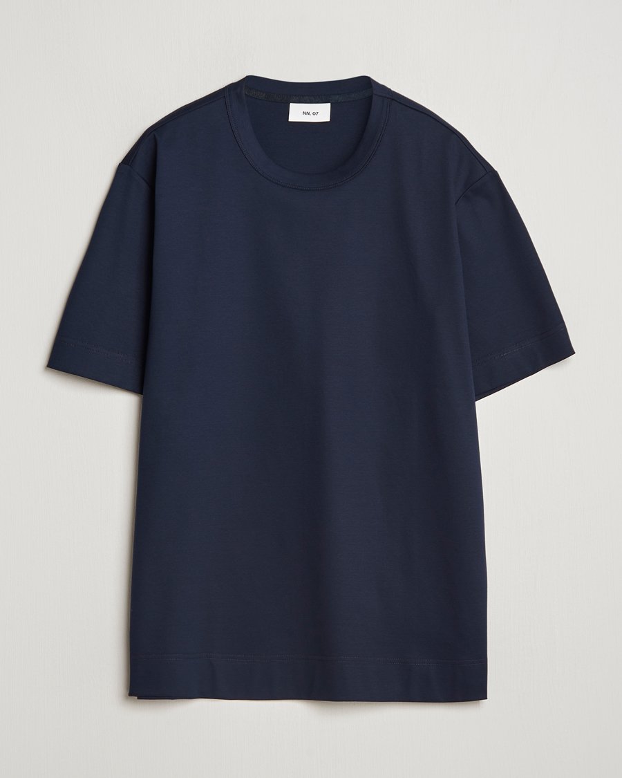 Mies | T-paidat | NN07 | Pedro Mercerized Crew Neck T-Shirt Navy Blue