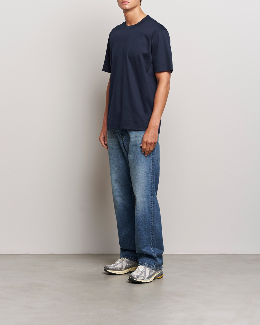 Mies | T-paidat | NN07 | Pedro Mercerized Crew Neck T-Shirt Navy Blue