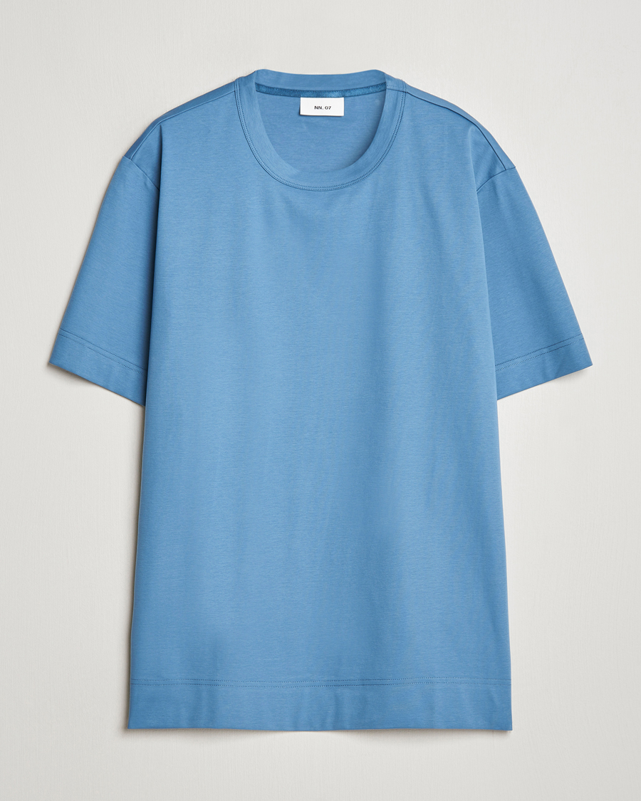 Mies | T-paidat | NN07 | Pedro Mercerized Crew Neck T-Shirt Blue Jasper