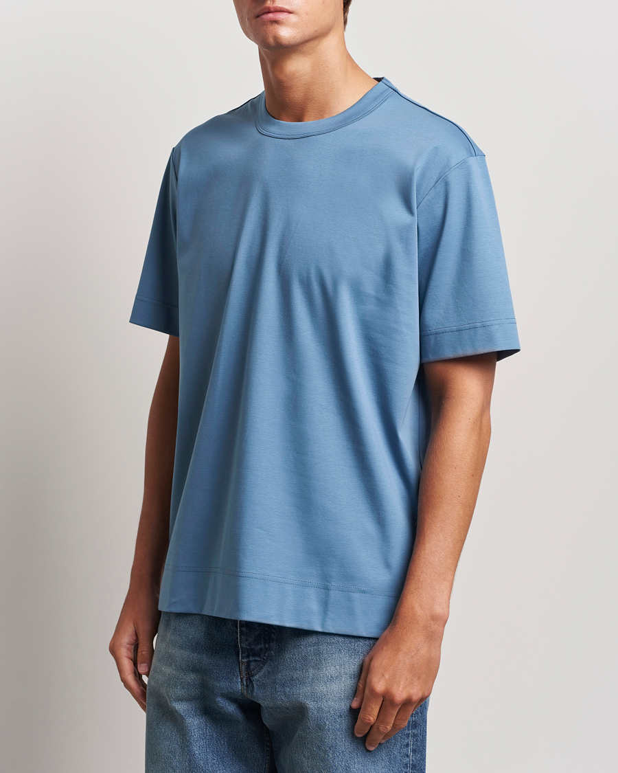 Mies | T-paidat | NN07 | Pedro Mercerized Crew Neck T-Shirt Blue Jasper