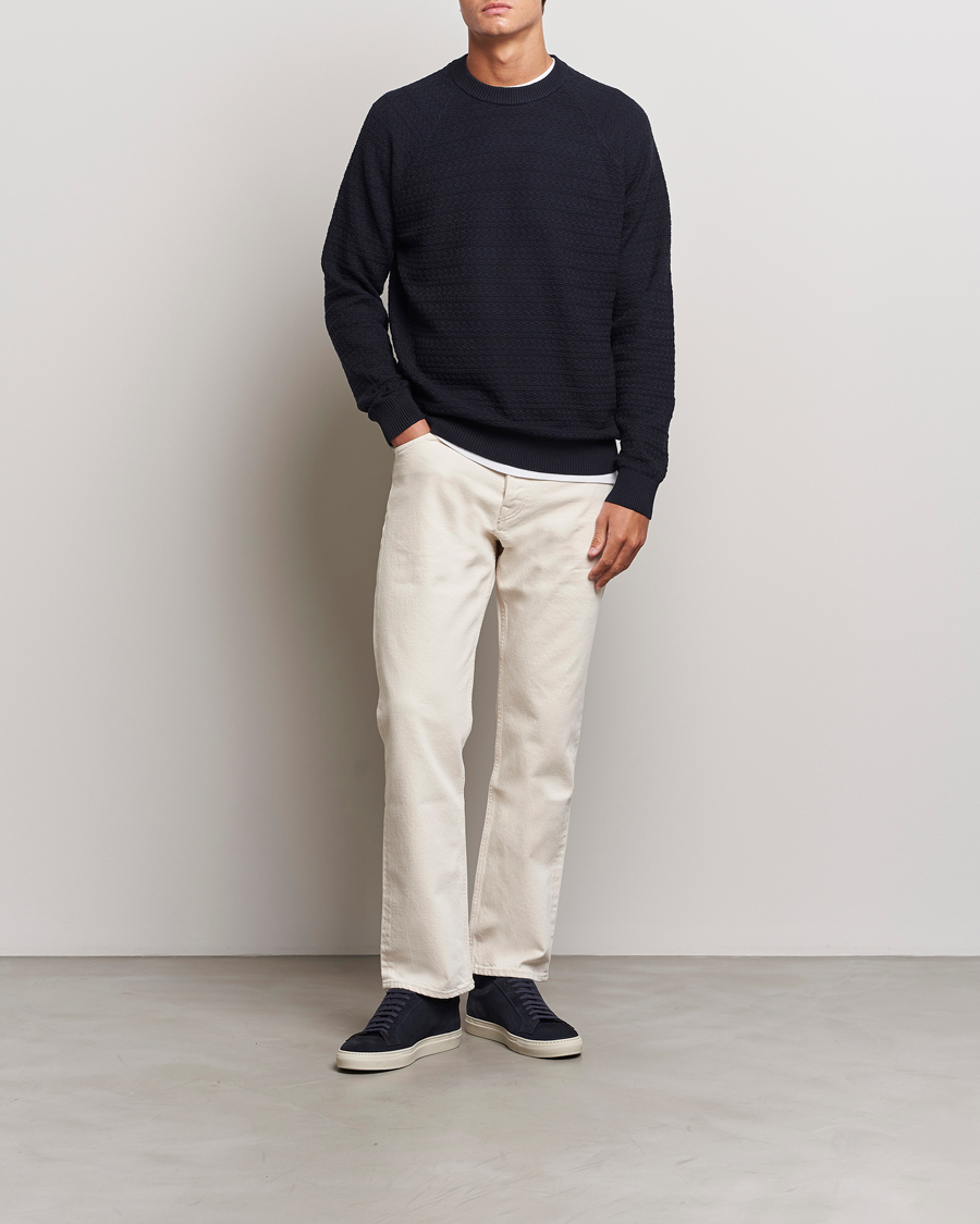 Mies | Puserot | NN07 | Collin Structured Knitted Sweater Navy Blue