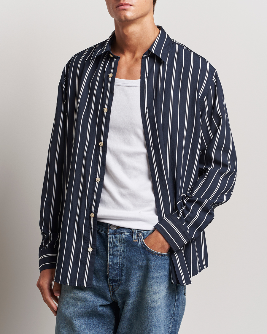 Mies | Kauluspaidat | NN07 | Quinsy Striped Shirt Navy/White