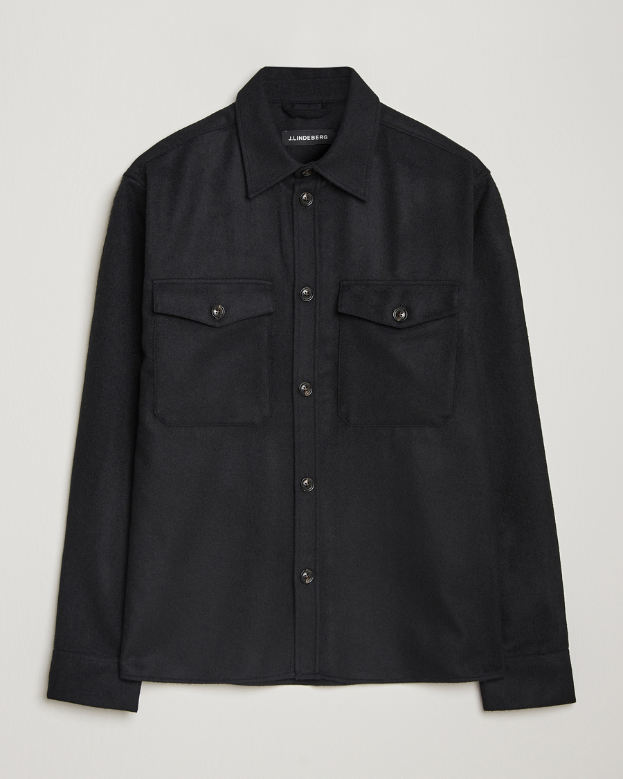 Mies | Kauluspaidat | J.Lindeberg | Flat Wool Overshirt Black