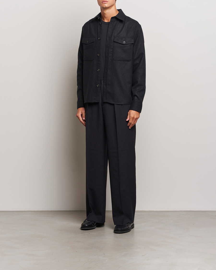 Mies | Kauluspaidat | J.Lindeberg | Flat Wool Overshirt Black