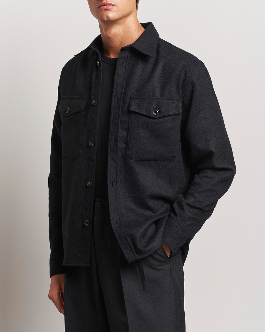 Mies | Kauluspaidat | J.Lindeberg | Flat Wool Overshirt Black