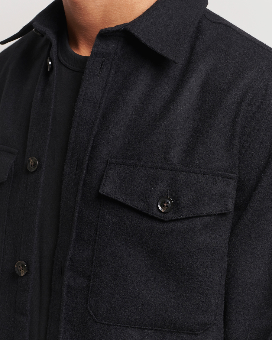Mies | Kauluspaidat | J.Lindeberg | Flat Wool Overshirt Black
