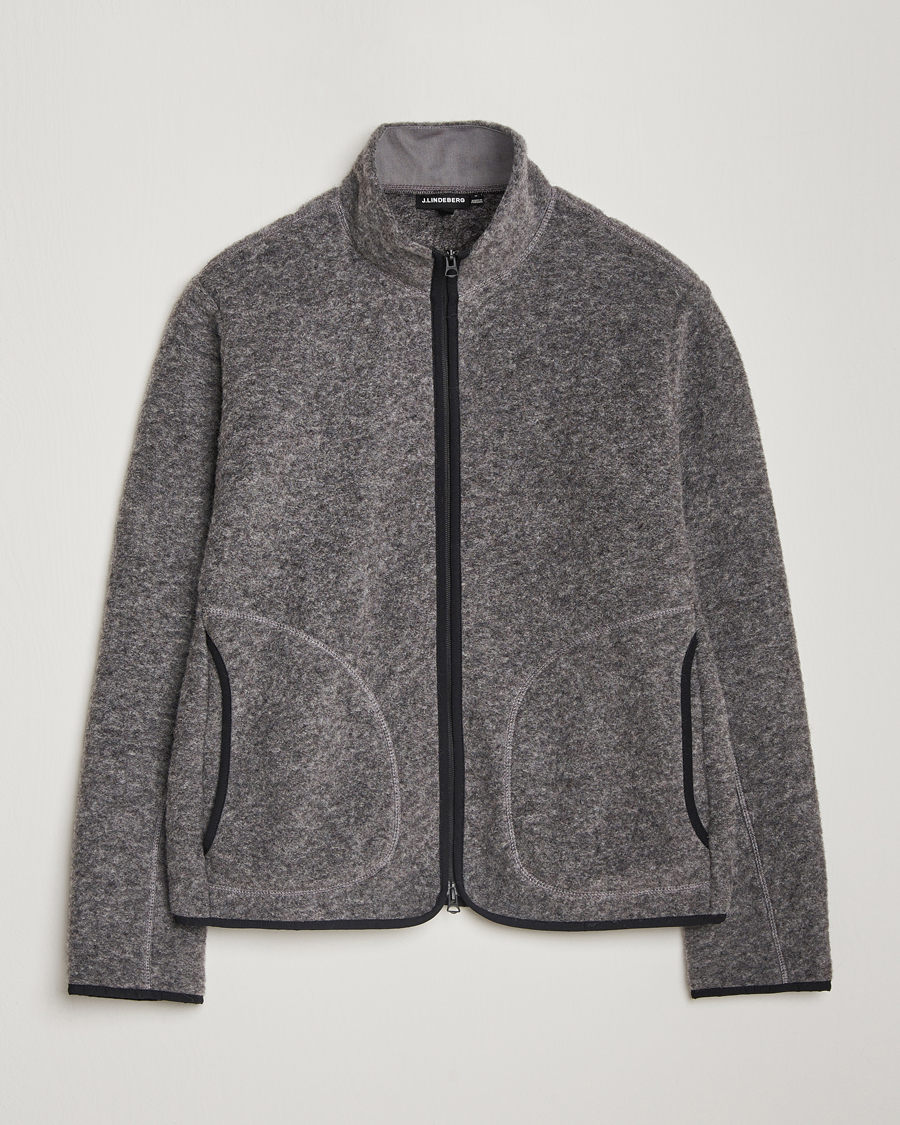 Mies | Puserot | J.Lindeberg | Dustin Wool Fleece Jacket Light Grey Melange