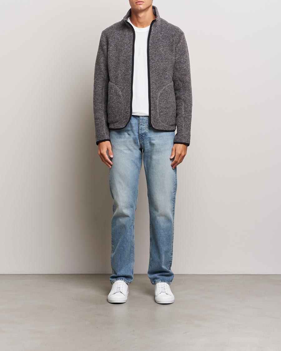 Mies | Puserot | J.Lindeberg | Dustin Wool Fleece Jacket Light Grey Melange