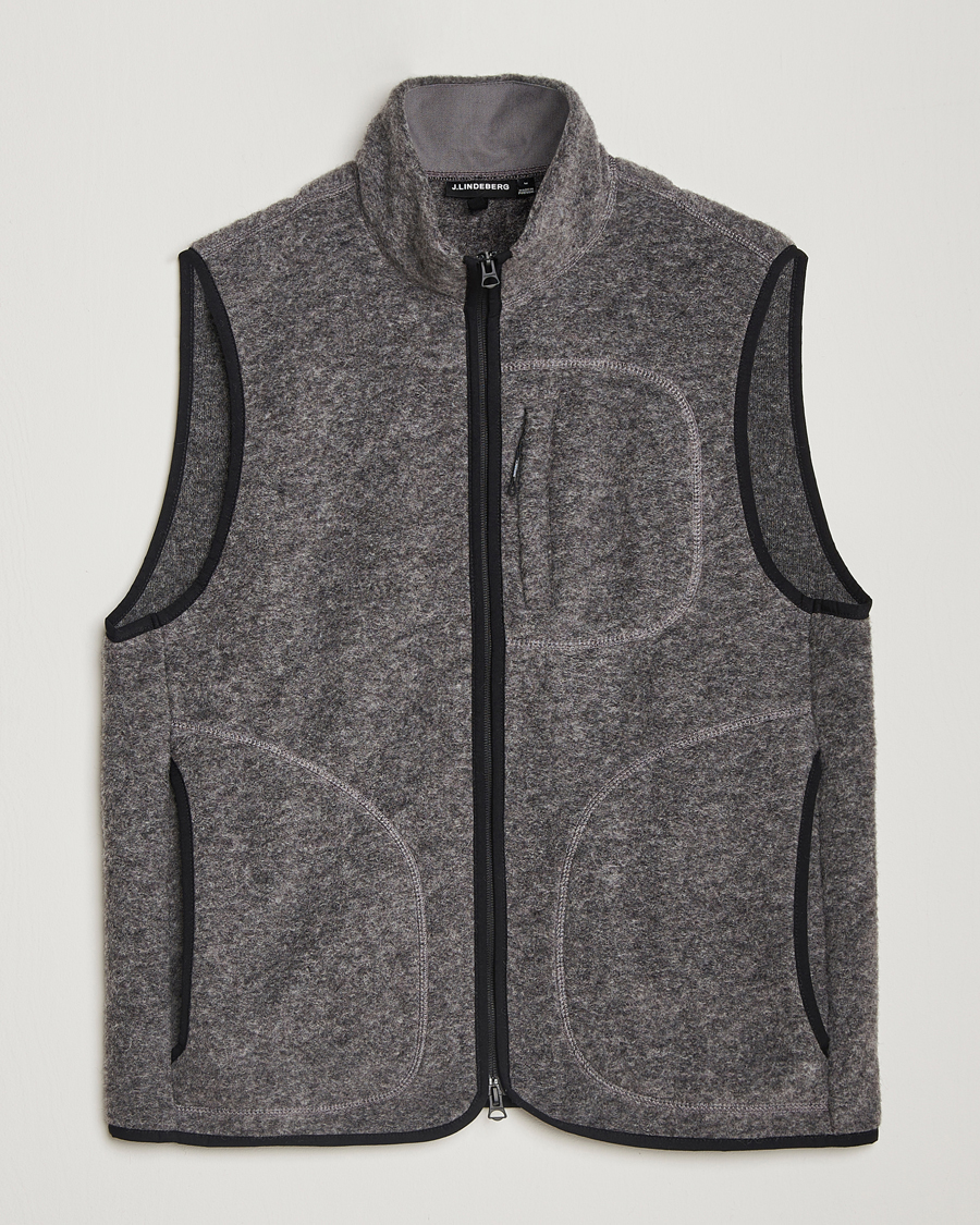 Mies | Ulkoliivit | J.Lindeberg | Duncan Wool Fleece Vest Light Grey Melange