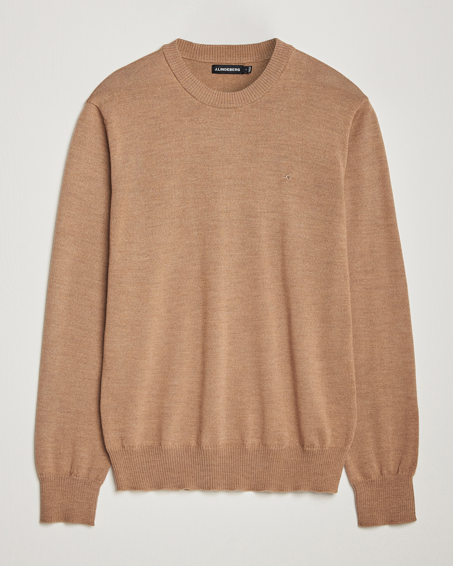 Mies | Puserot | J.Lindeberg | Keane Merino Crew Neck Sweater Tiger Brown