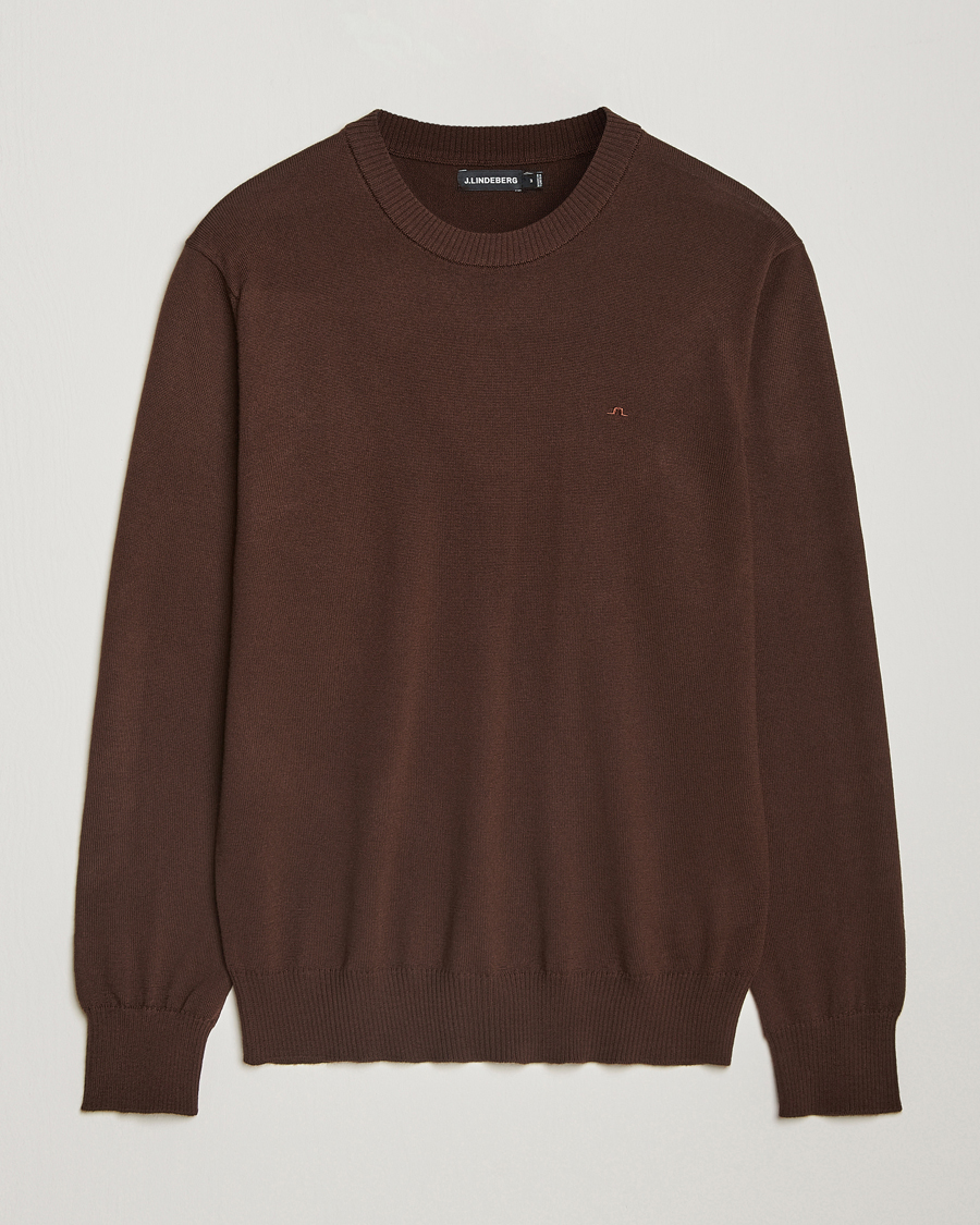 Mies | Puserot | J.Lindeberg | Keane Merino Crew Neck Sweater Bitter Chocolate