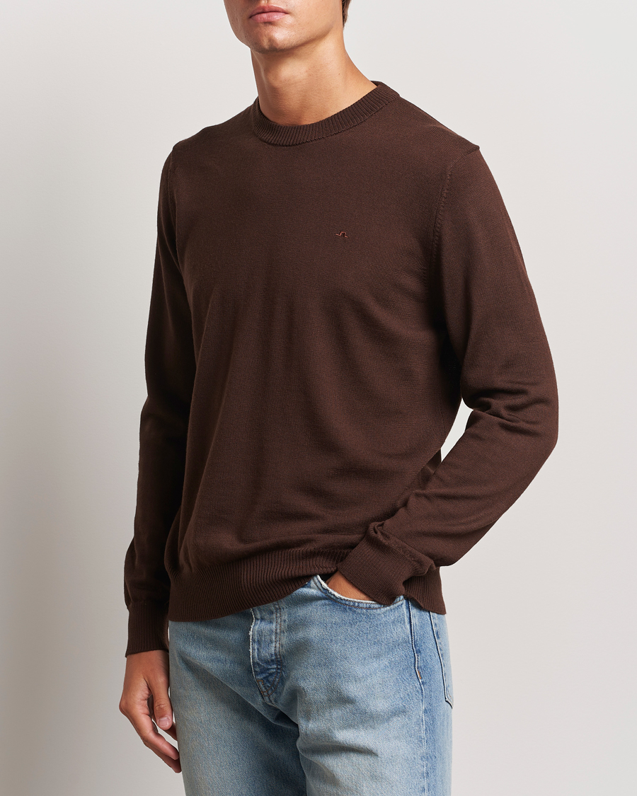 Mies | Puserot | J.Lindeberg | Keane Merino Crew Neck Sweater Bitter Chocolate