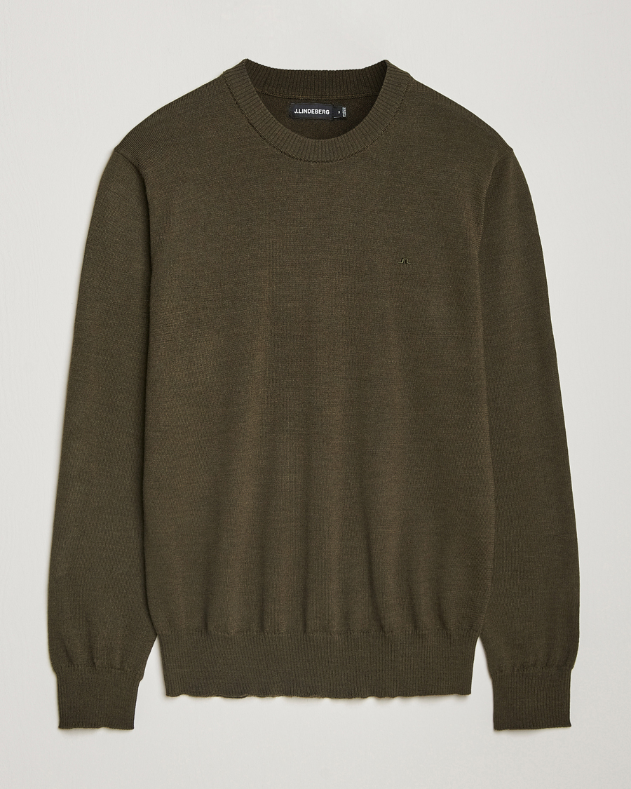 Mies | Puserot | J.Lindeberg | Keane Merino Crew Neck Sweater Forest Green