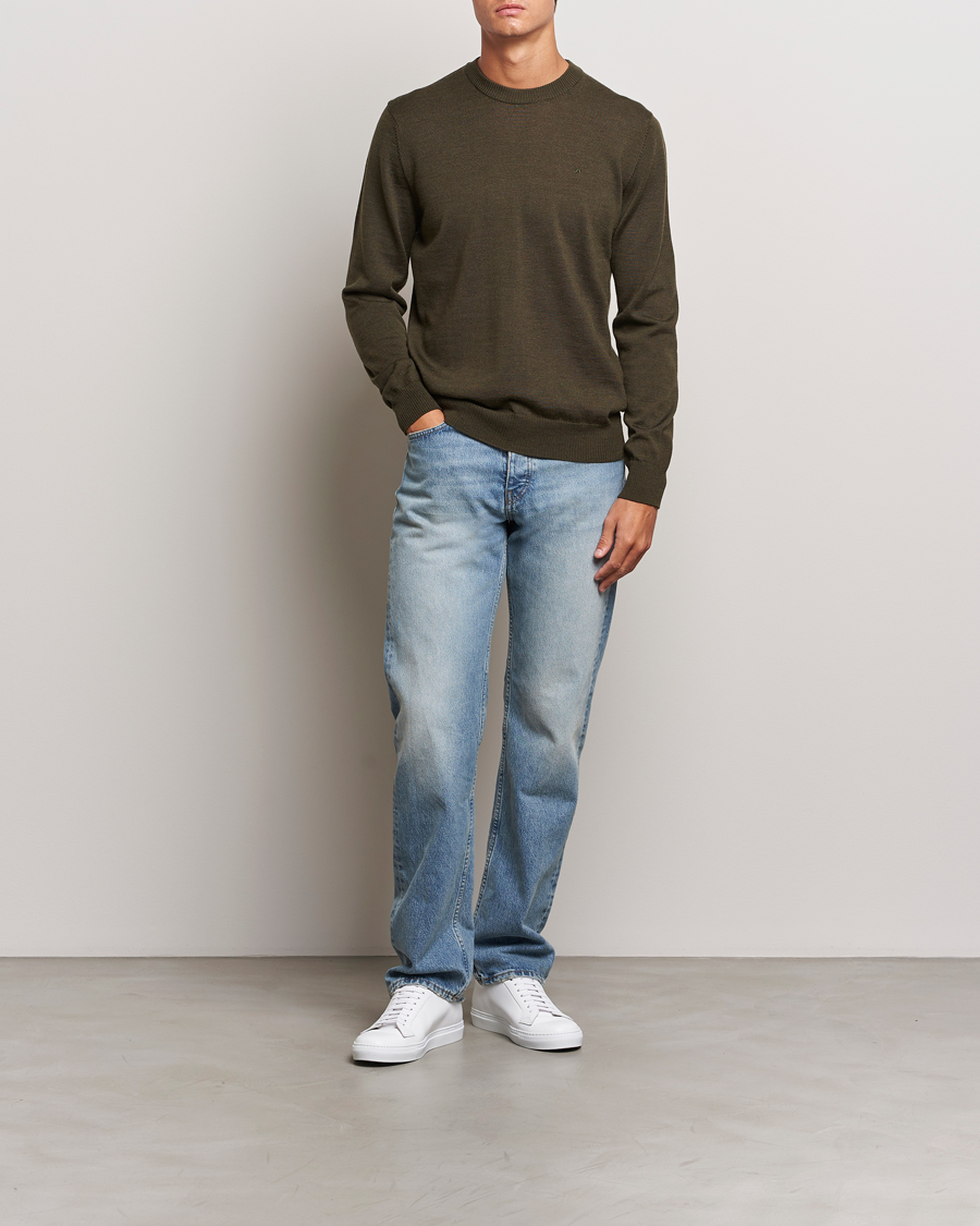 Mies | Puserot | J.Lindeberg | Keane Merino Crew Neck Sweater Forest Green