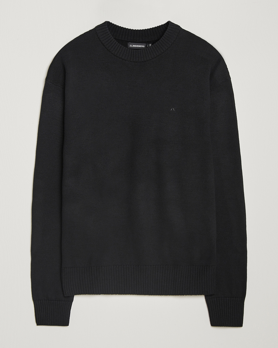 Mies | Puserot | J.Lindeberg | Kino Merino Crew Neck Black