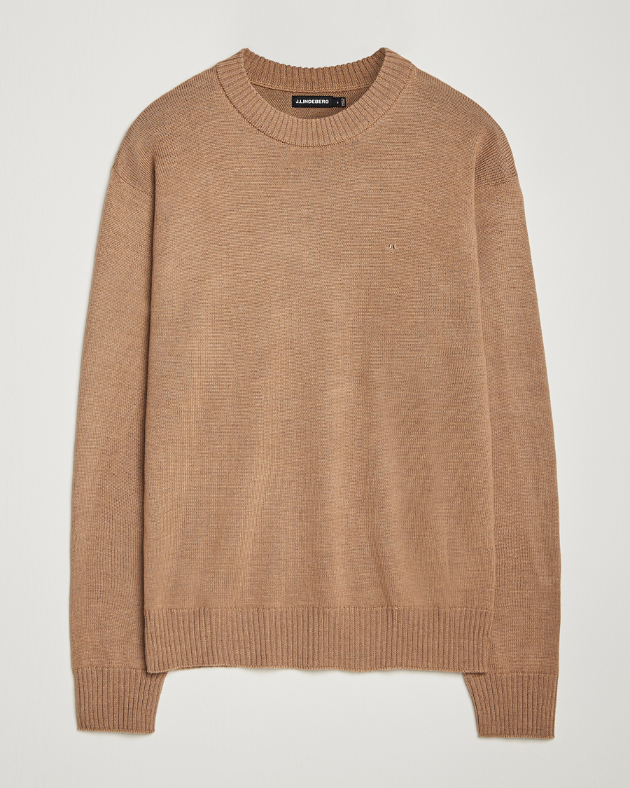 Mies | Puserot | J.Lindeberg | Kino Merino Crew Neck Tiger Brown