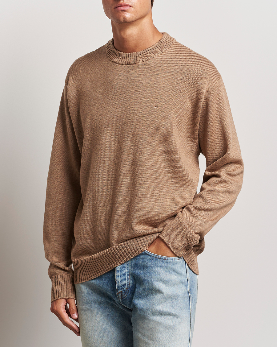 Mies | Puserot | J.Lindeberg | Kino Merino Crew Neck Tiger Brown