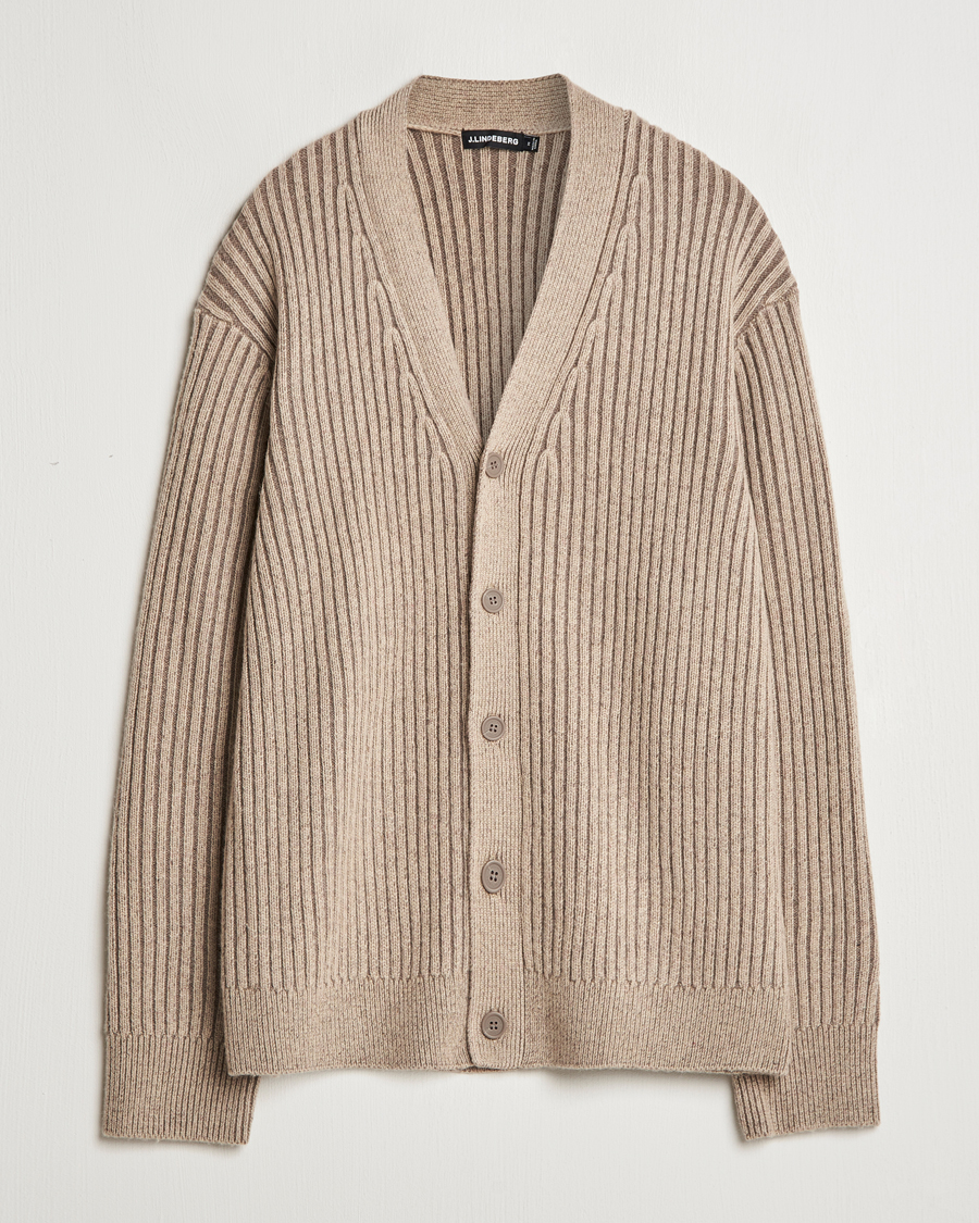 Mies | Puserot | J.Lindeberg | Twin Plated Knit Cardigan Tiger Brown