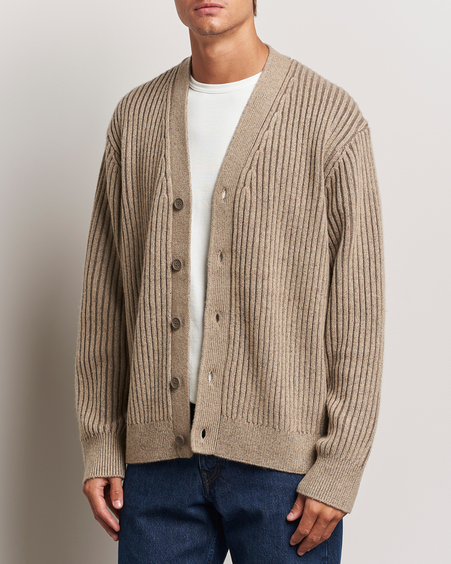 Mies | Puserot | J.Lindeberg | Twin Plated Knit Cardigan Tiger Brown