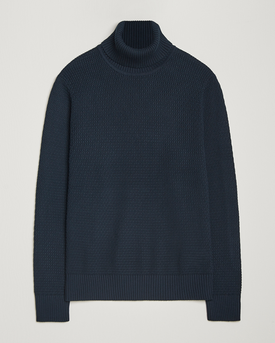 Mies | Puserot | J.Lindeberg | Olivero Structure Cotton Turtleneck Navy
