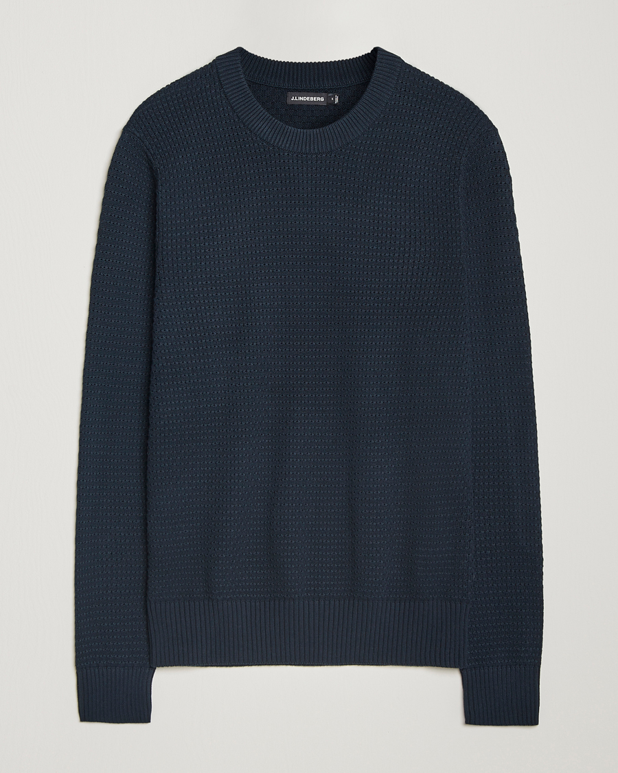 Mies | Puserot | J.Lindeberg | Oliver Structure Cotton Sweater Navy