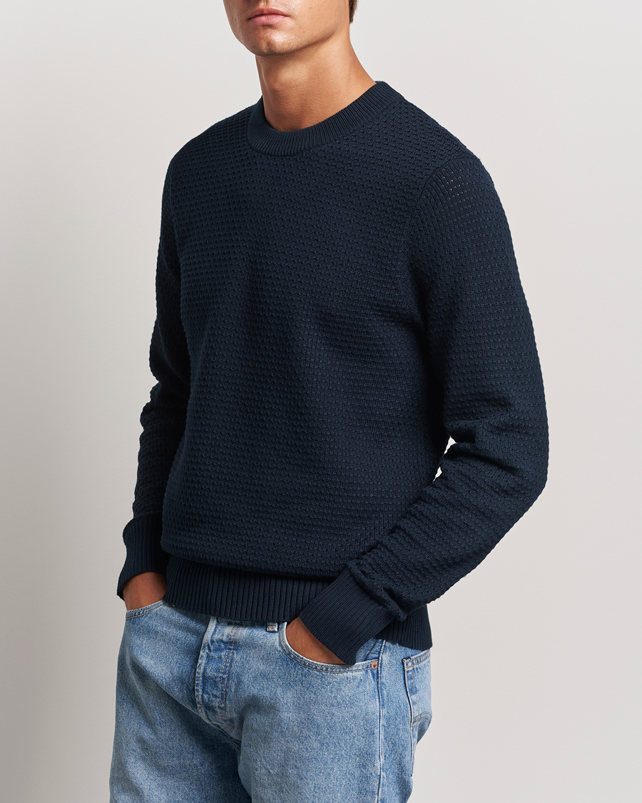 Mies | Puserot | J.Lindeberg | Oliver Structure Cotton Sweater Navy