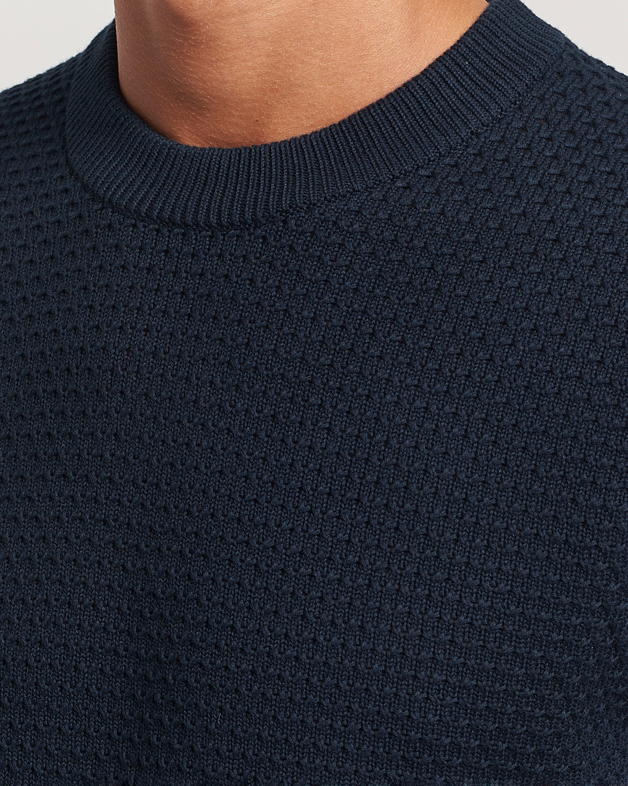 Mies | Puserot | J.Lindeberg | Oliver Structure Cotton Sweater Navy