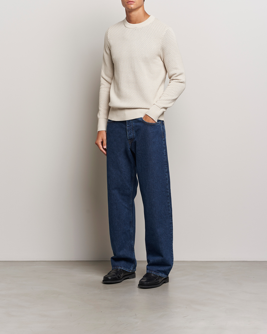 Mies | Puserot | J.Lindeberg | Oliver Structure Cotton Sweater Moonbeam